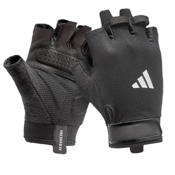 Adidas Essential Training Gloves Aeroready Black with White Logo Size Large - Picture 1 of 16